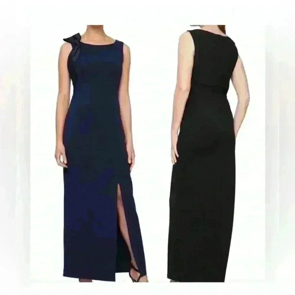 NWT SL Fashions Women's Sleeveless Scuba
Crepe A-Line Gown. Has some Stretch